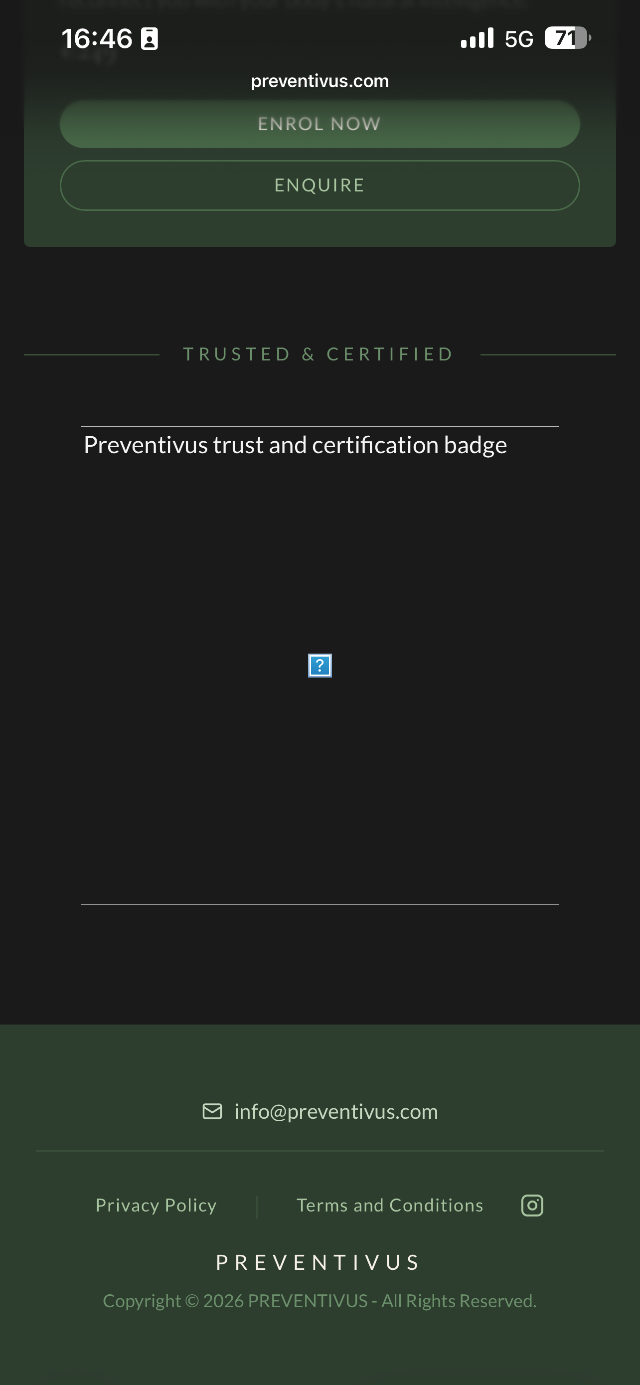 Preventivus trust and certification badge